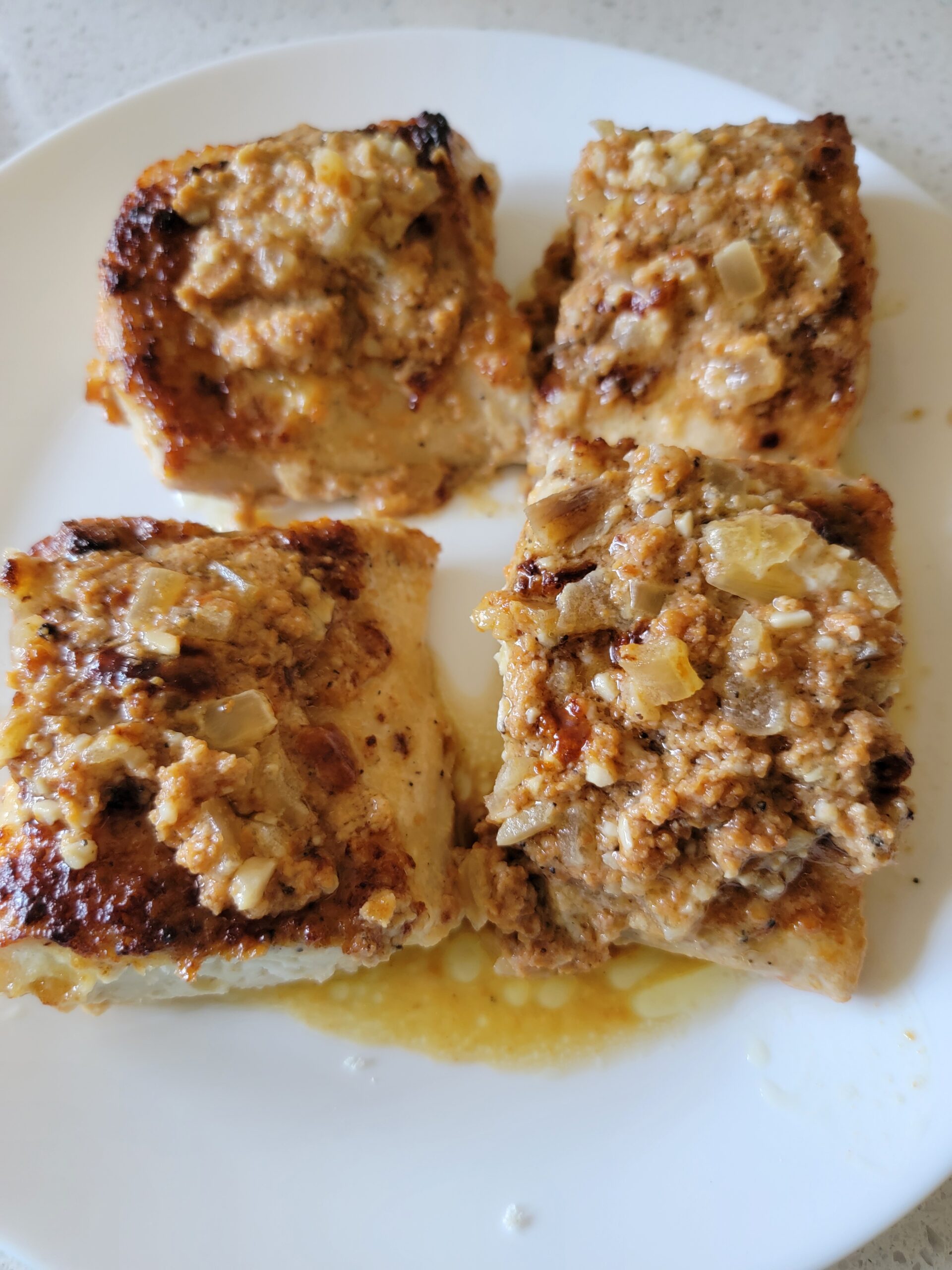 Cheesy Baked Mahi - SeaCo Fishing Charters photo of 4 cheesy baked mahi mahi filets using recipe by SeaCo Fishing Charters
